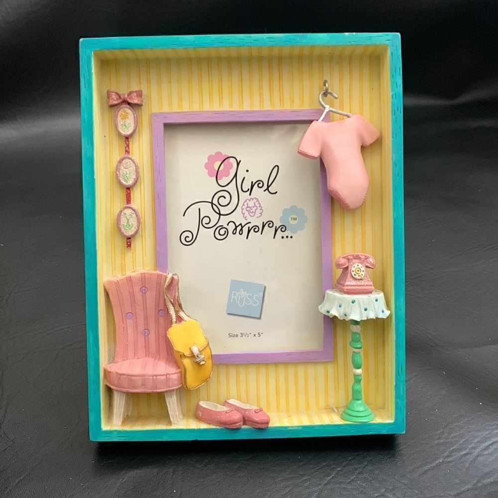 Russ Girl Powrr 3 1/2 X 5 Inches Pink Purple Blue Dance Phone Shoes Floral Frame